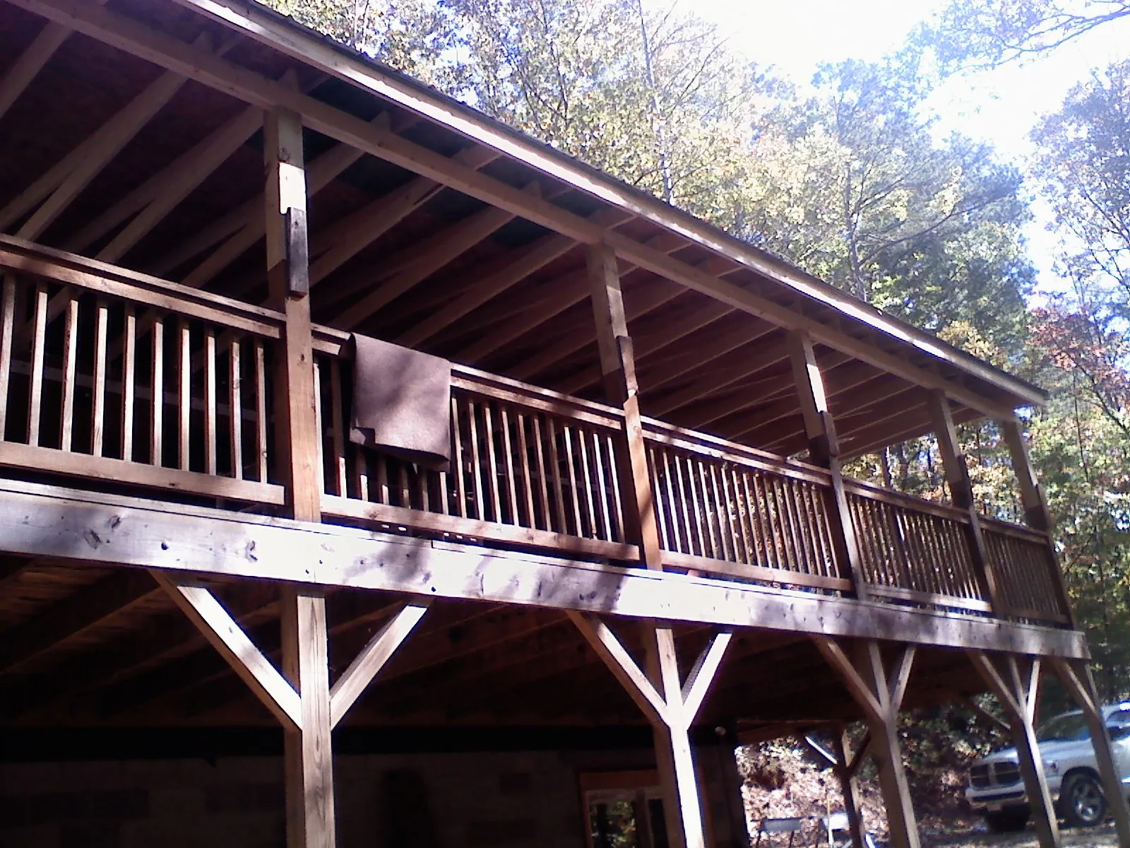 Timber framing under a new elevated porch and deck — Roof Leak Repair in South Vienna by Roofing Brothers